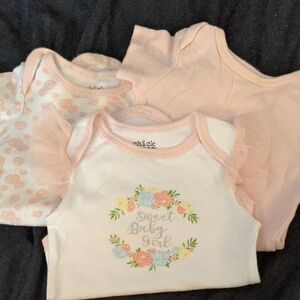 Chick Pea Pink and White Baby Onesie